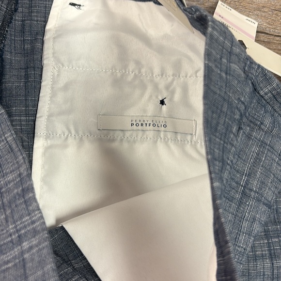 NEW Perry Ellis Portfolio Men’s Flat Front Shorts -Dark Sapphire 32 - Picture 4 of 6